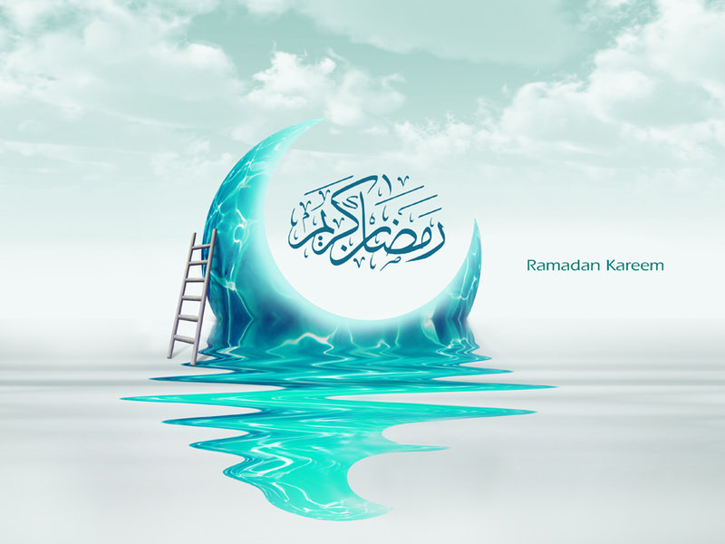 پروفایل آبی رنگ ماه مبارک رمضان چپ