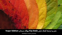 متن و ترجمه آهنگ ترکی Vay Dada ووگار سبحان Vuqar Sübhan