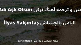 متن و ترجمه آهنگ ترکی Adı Aşk Olsun الیاس یالچینتاش İlyas Yalçıntaş