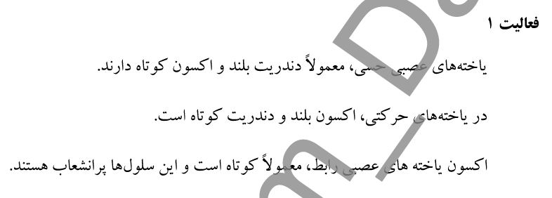 جواب فعالیت 1 فصل 1 صفحه 3 زیست یازدهم