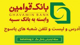 لیست و آدرس و تلفن شعبه های بانک قوامین در یاسوج