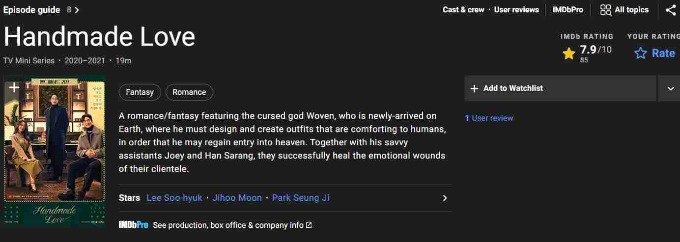 مشخصات IMDB سریال عشق دستباف