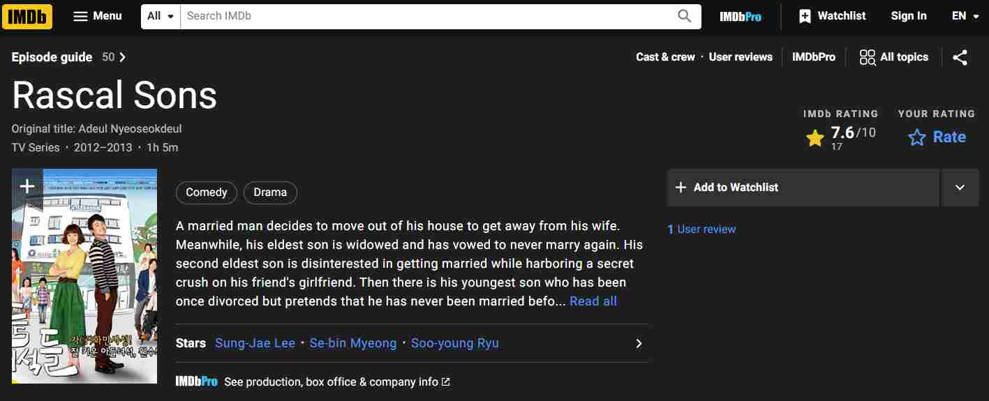 مشخصات IMDB سریال پسران حقه باز