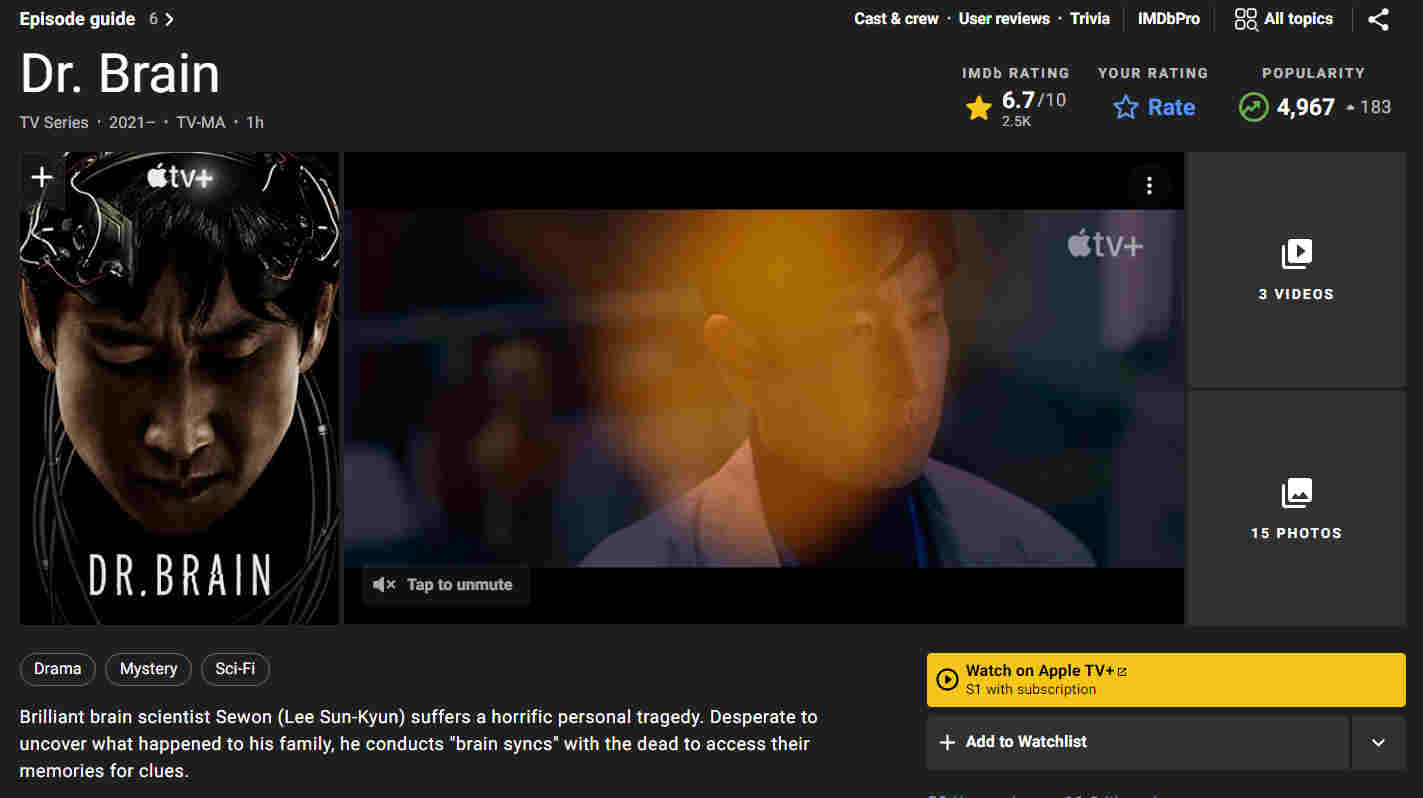 مشخصات IMDB سریال دکتر مغز