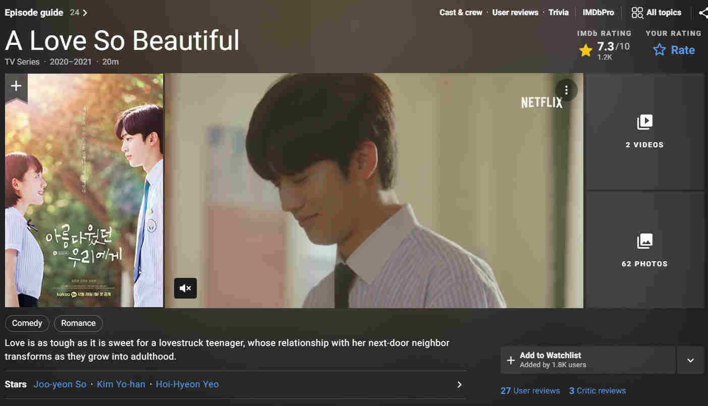 مشخصات IMDB سریال یک عشق زیبا