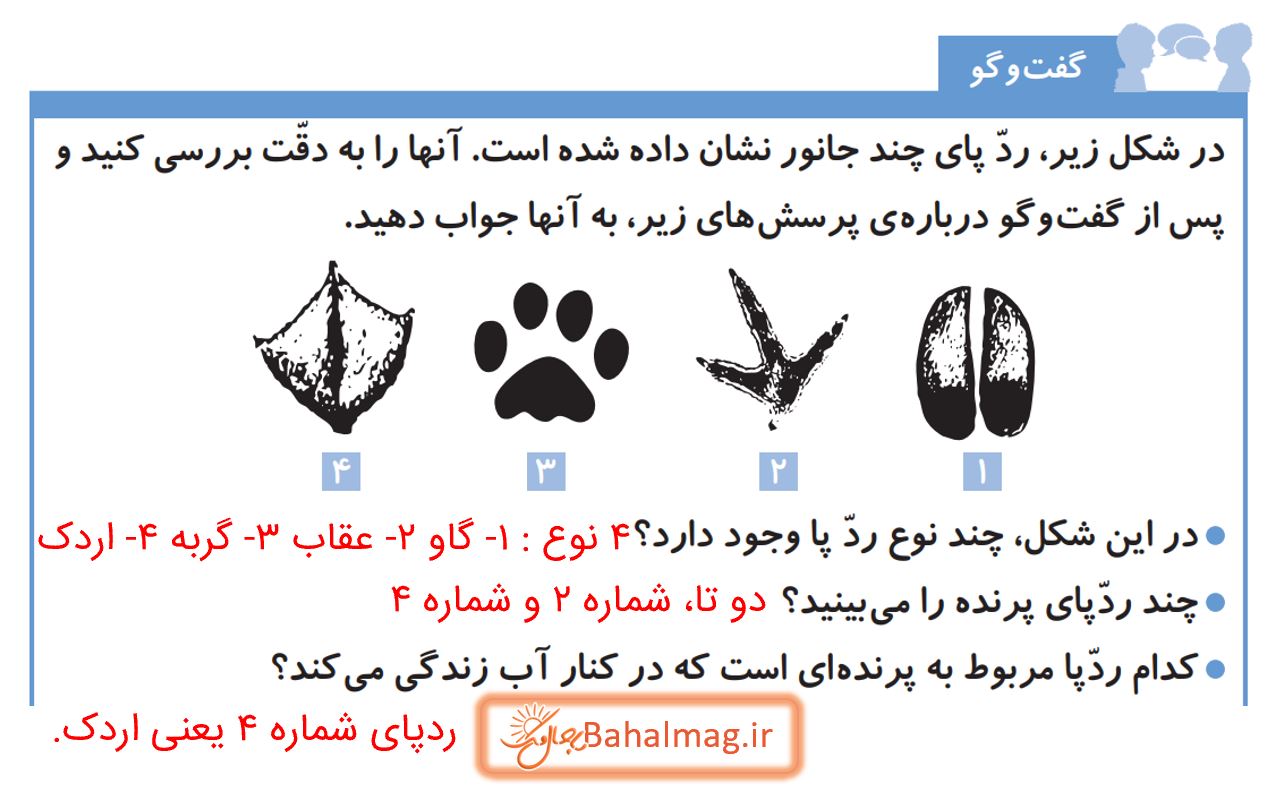 جواب گفت و گو صفحه 34 علوم پنجم دبستان
