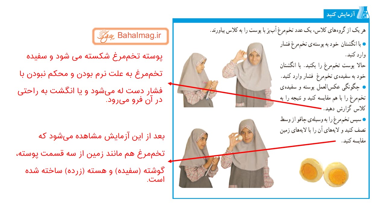 جواب آزمایش کنید صفحه 32 علوم ششم