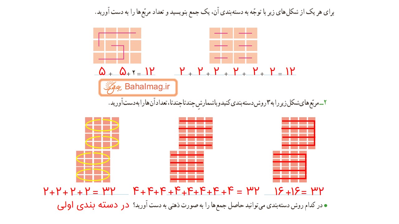 جواب فعالیت صفحه 10 ریاضی سوم قسمت دوم