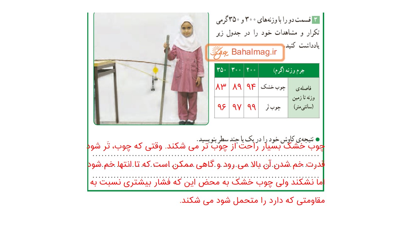 جواب کاوشگری صفحه 33 علوم ششم قسمت دوم
