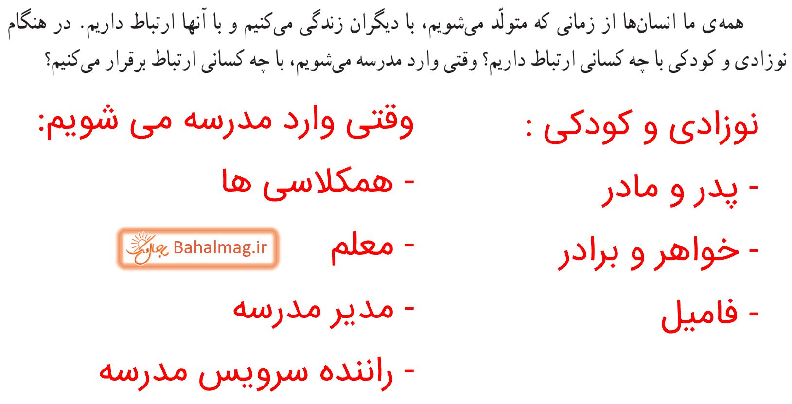 جواب سوالات متن صفحه 2 مطالعات پنجم