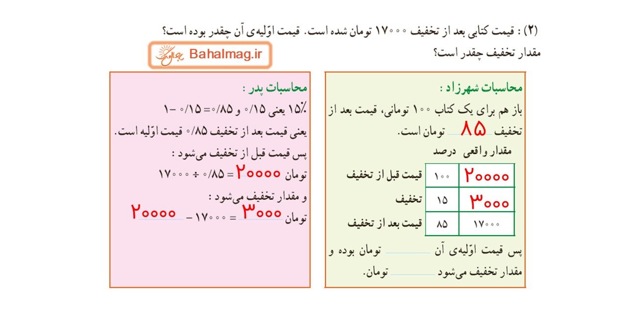 جواب صفحه 124 ریاضی ششم قسمت دوم