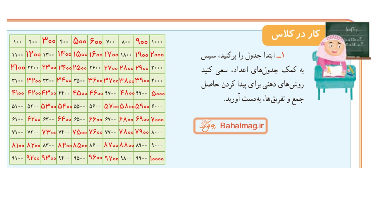 جواب صفحه 104 ریاضی سوم قسمت اول