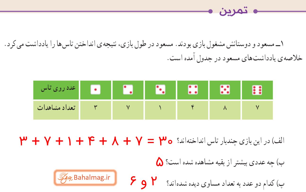 جواب تمرین صفحه 137 ریاضی پنجم قسمت 1