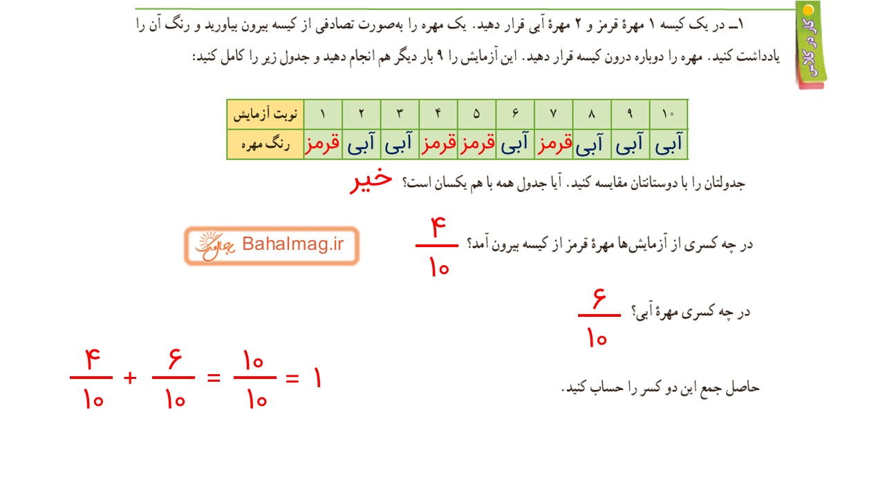 جواب صفحه 121 ریاضی هفتم قسمت دوم