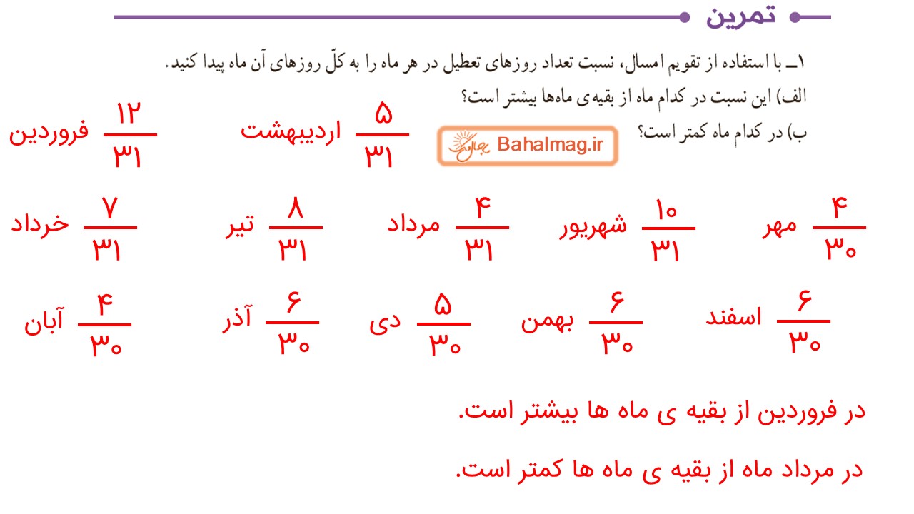 جواب صفحه 128 و 129 ریاضی ششم قسمت دوم