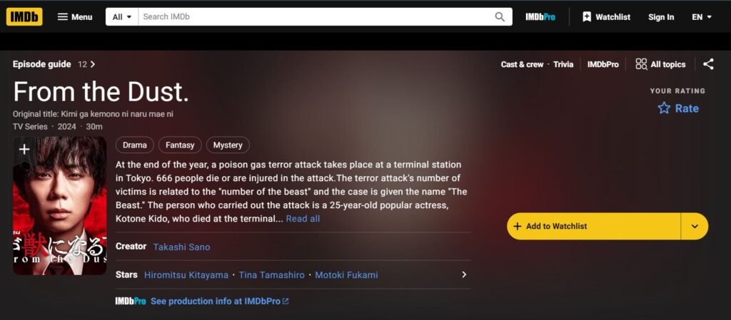 مشخصات IMDB سریال ژاپنی قبل از اینکه هیولا بشی
