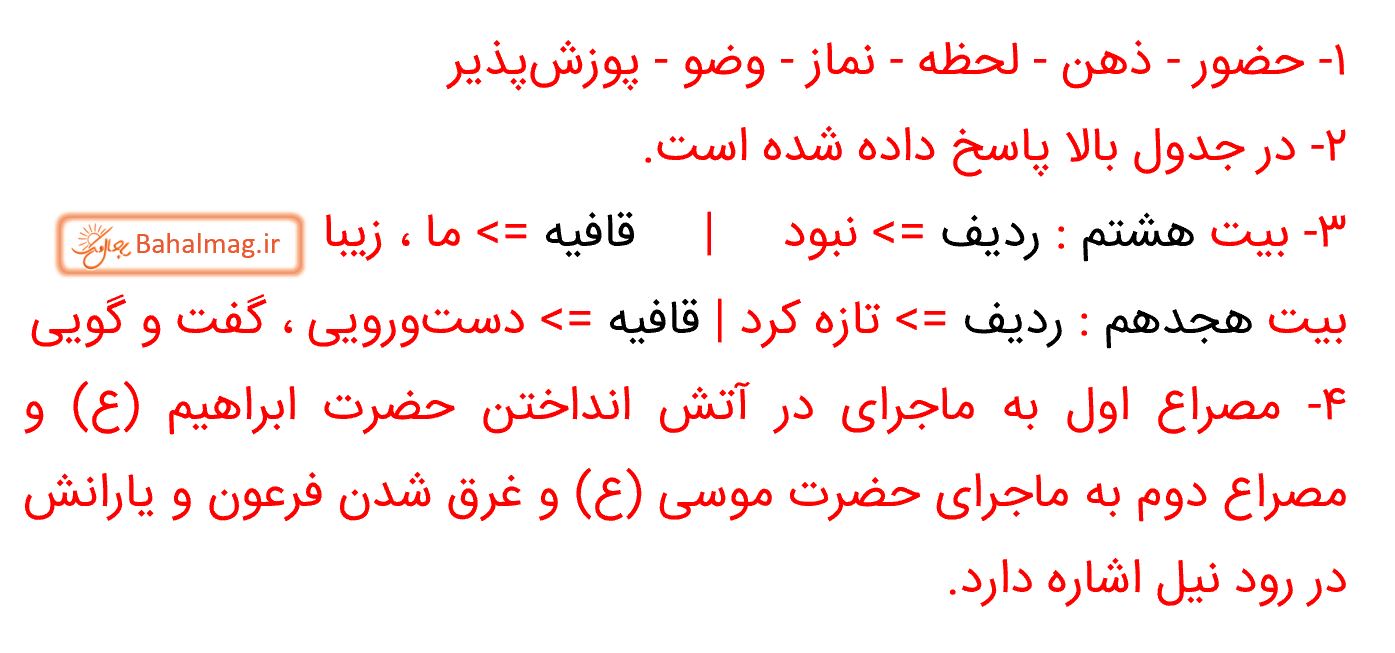 جواب فعالیت نوشتاری صفحه 15 فارسی هشتم قسمت 2