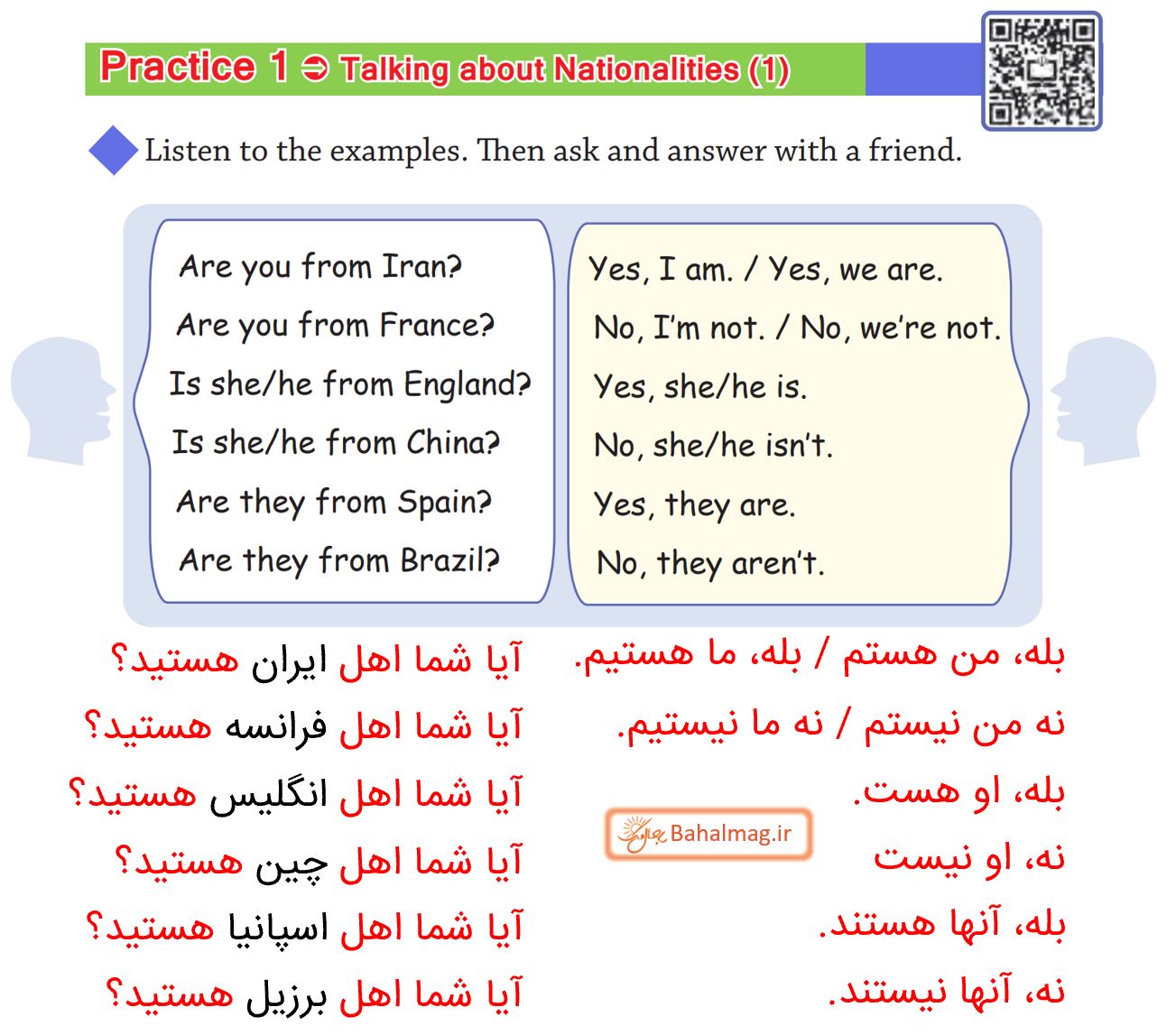 ترجمه پرکتیس 1 درس 1 صفحه 13 زبان هشتم