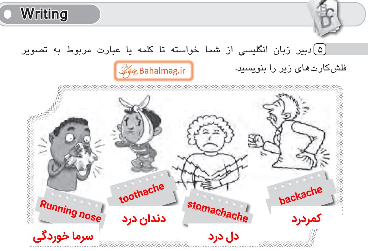 جواب رایتینگ صفحه 22 و 23 و 24 کتاب کار زبان هشتم قسمت 1