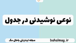 نوعی نوشیدنی در جدول
