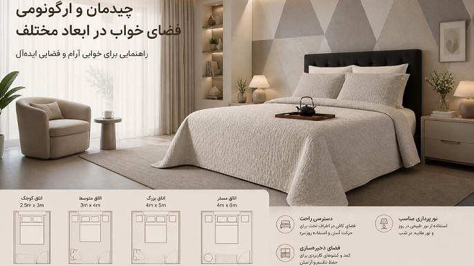 چیدمان اتاق خواب لوکس و استفاده از سرویس خواب مدرن در فضای کوچک