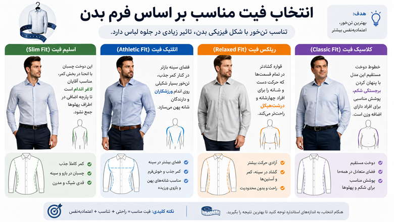 انتخاب پیراهن فیت مناسب بر اساس فرم بدن