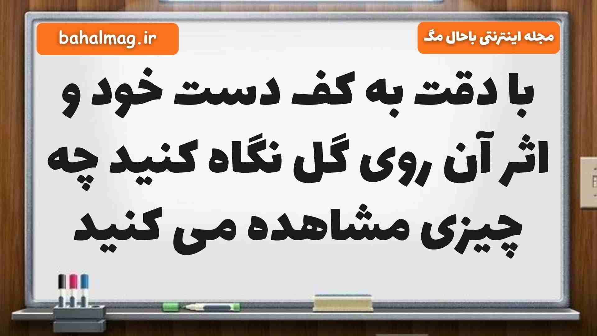 با دقت به کف دست خود و اثر آن روی گل نگاه کنید چه چیزی مشاهده می کنید علوم پنجم