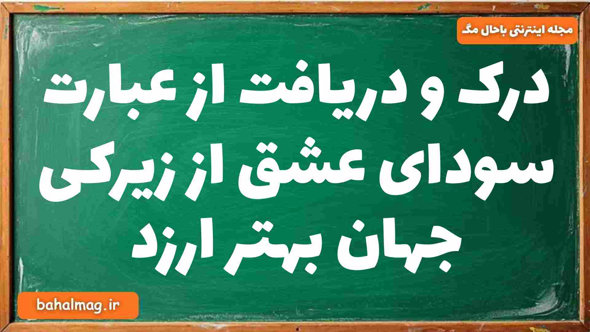 درک و دریافت از عبارت سودای عشق از زیرکی جهان بهتر ارزد