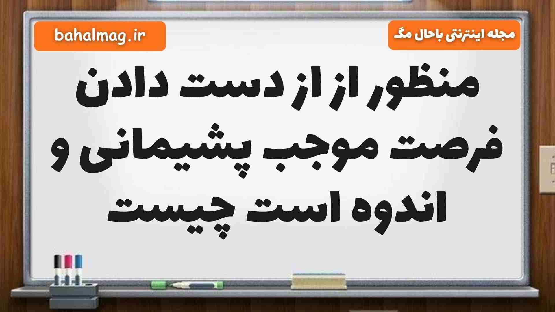 منظور از از دست دادن فرصت موجب پشیمانی و اندوه است چیست
