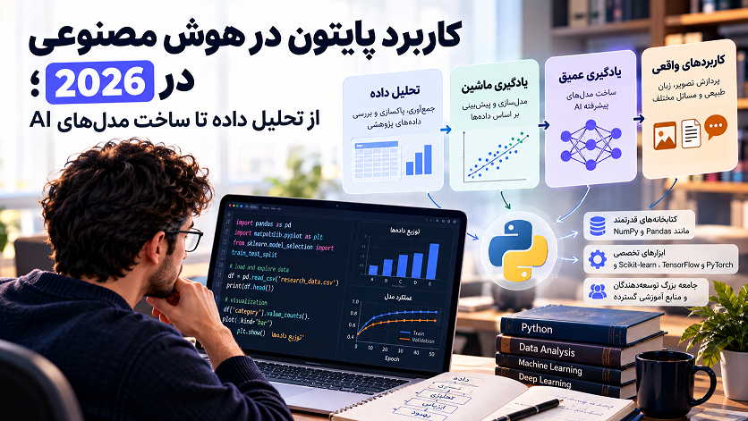 کاربرد پایتون در هوش مصنوعی در 2026؛ از تحلیل داده تا ساخت مدلهای AI