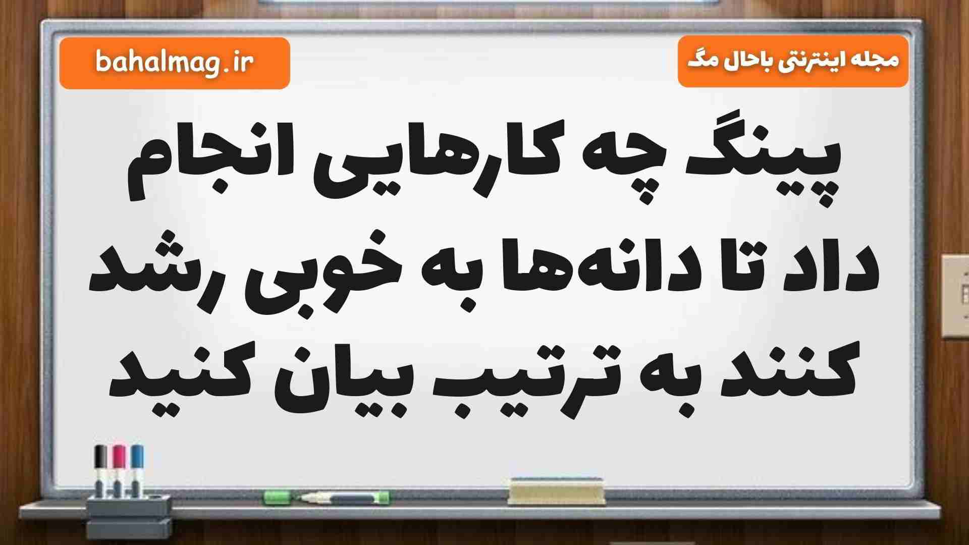 پینگ چه کارهایی انجام داد تا دانهها به خوبی رشد کنند به ترتیب بیان کنید فارسی پنجم