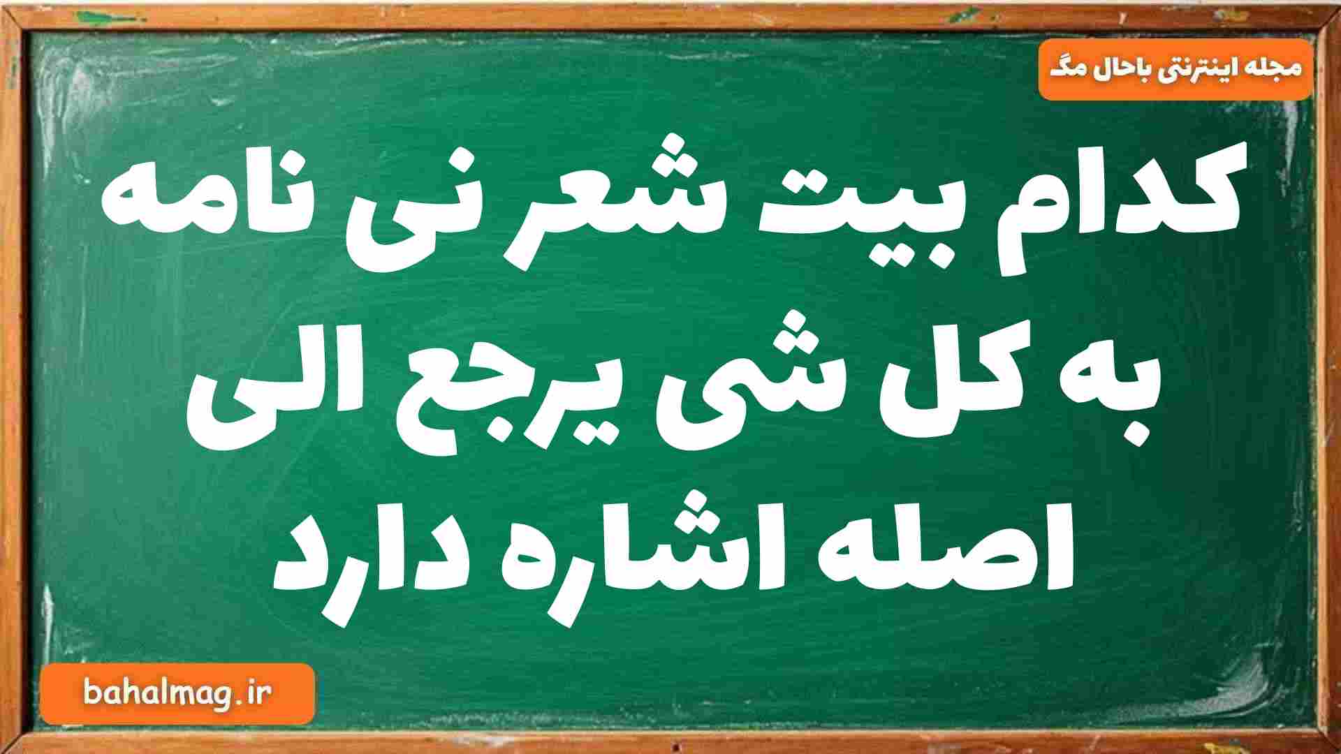 کدام بیت شعر نی نامه به کل شی یرجع الی اصله اشاره دارد
