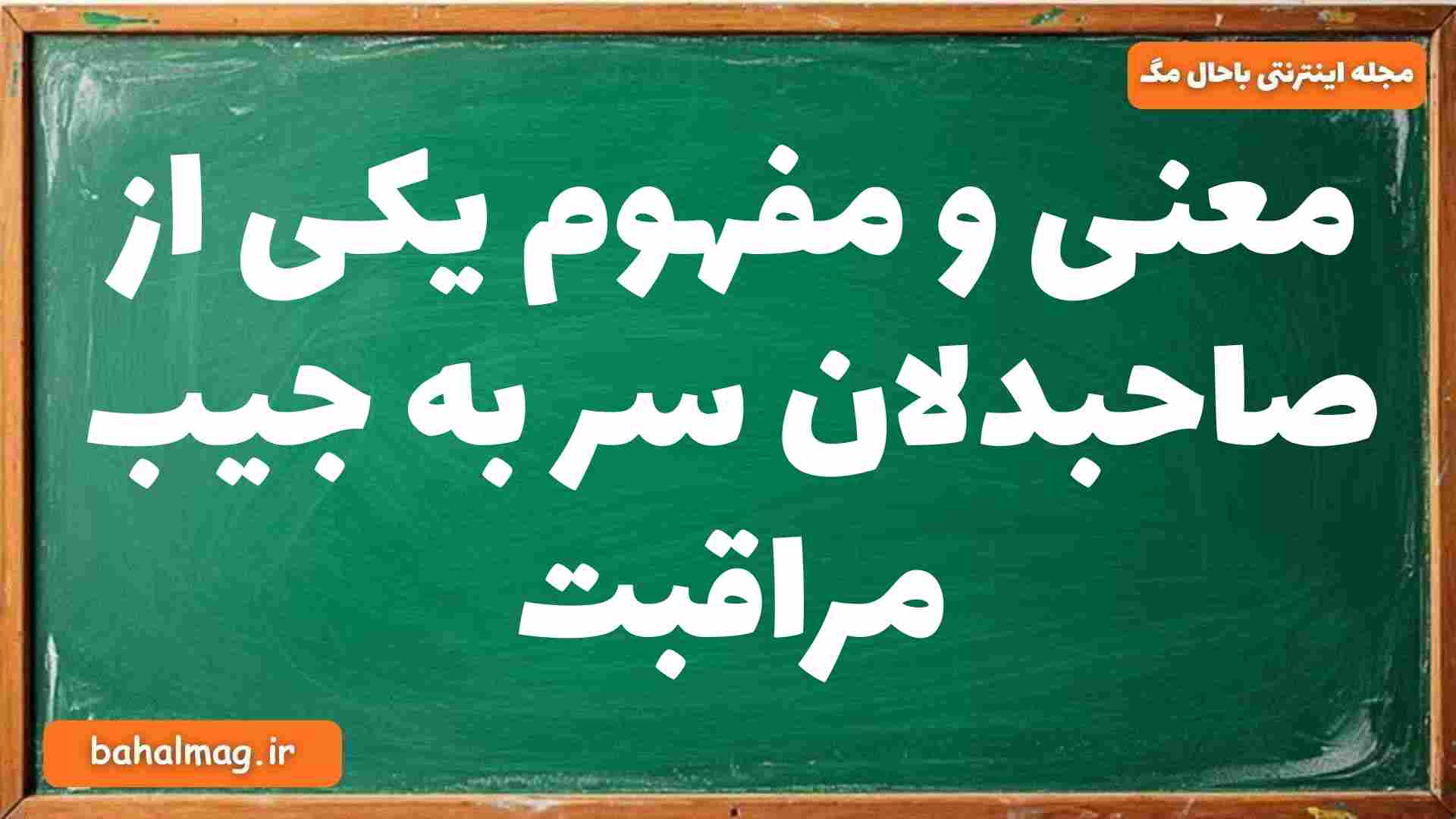 معنی و مفهوم یکی از صاحبدلان سر به جیب مراقبت فارسی دوازدهم